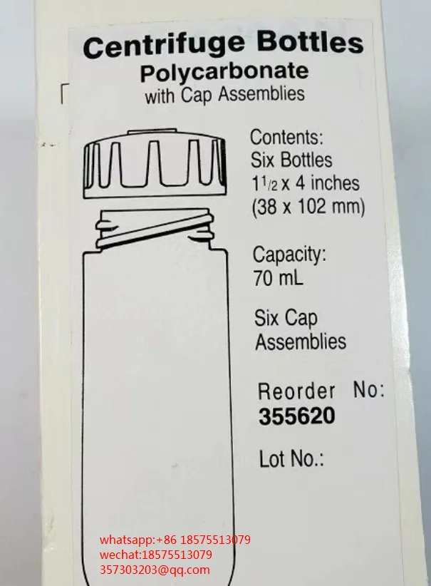 FOR Beckman 355620 70mL Polycarbonate Centrifugal Bottle (With Lid) 6 /Box. Brand New 70ml 38 x 102mm 1 PIECE