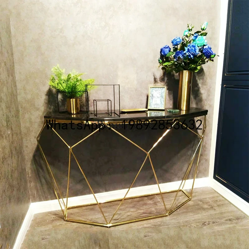 QQ **Simple curved entrance table Antique copper special-shaped entrance platform