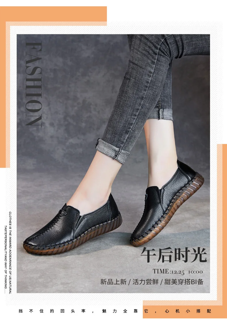 Echtleder-Sandalen mit Ausschnitten für Damen, weiße Ballerinas, Damen-Slip-On-Loafer, Damen-Krankenhaus, bequeme Krankenschwesterschuhe, flache Mutter-Sandale – Detail 11