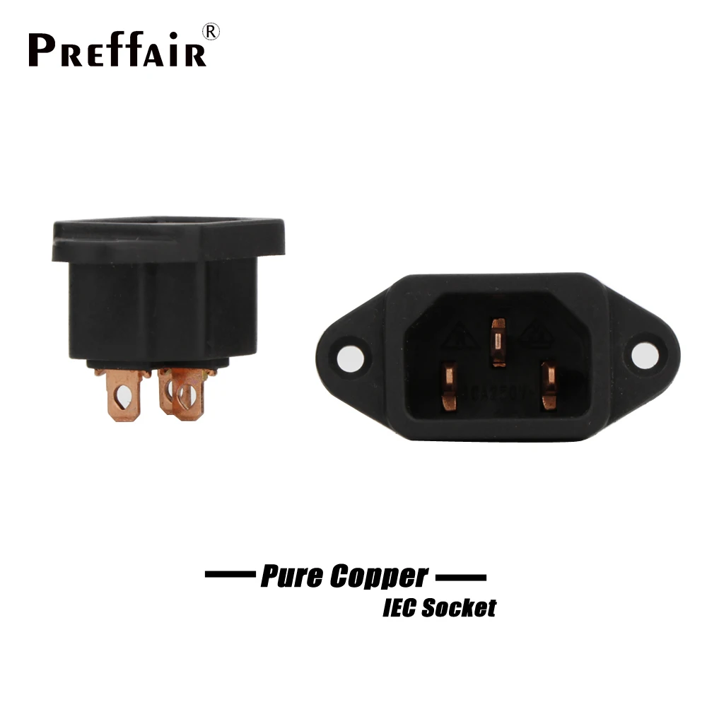 High Quality Pure Copper AC 250V 10A IEC 320 C14 Panel Mount Plug Adapter Power Connector Socket