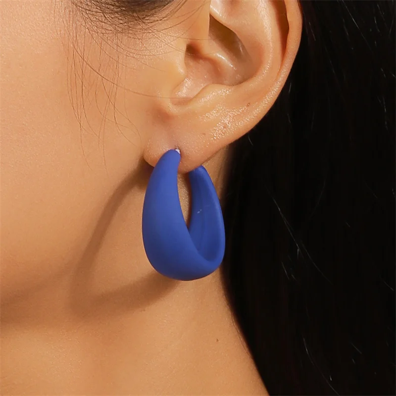 Aihua koreanische bunte Acryl klobige runde Creolen für Frauen einfache geometrische Harz Ohrringe Aussage Schmuck Geschenke – Detail 20