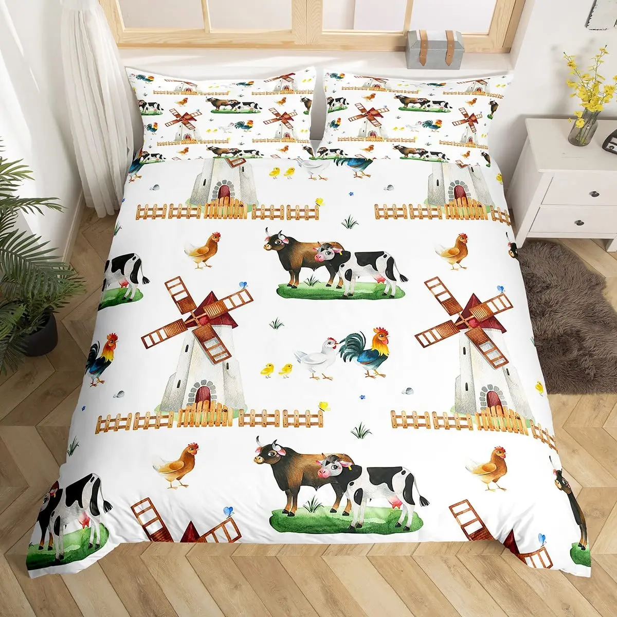 

Milk Cow Wild Animals Pattern Duvet Cover Set King Queen Size Polyester Comforter Cover For Kid Girl Bedding Set With Pillowcase