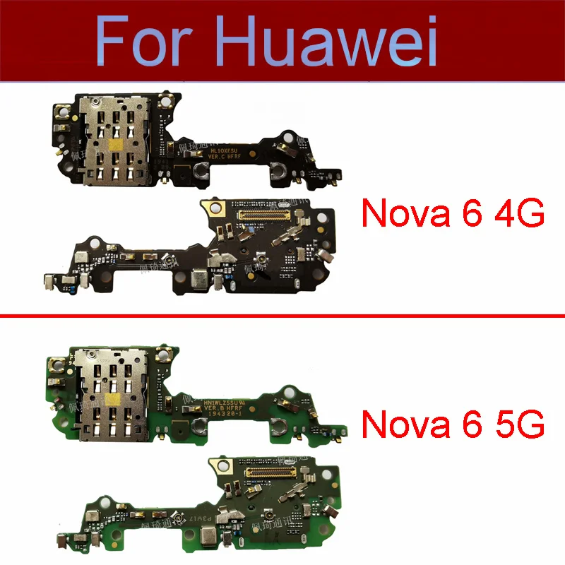 

For Huawei Nova 6 4G 5G SIM SD Card Reader Holder Conecction Board & Microphone Mic Flex Cable Replacement Repair Parts Nova 6