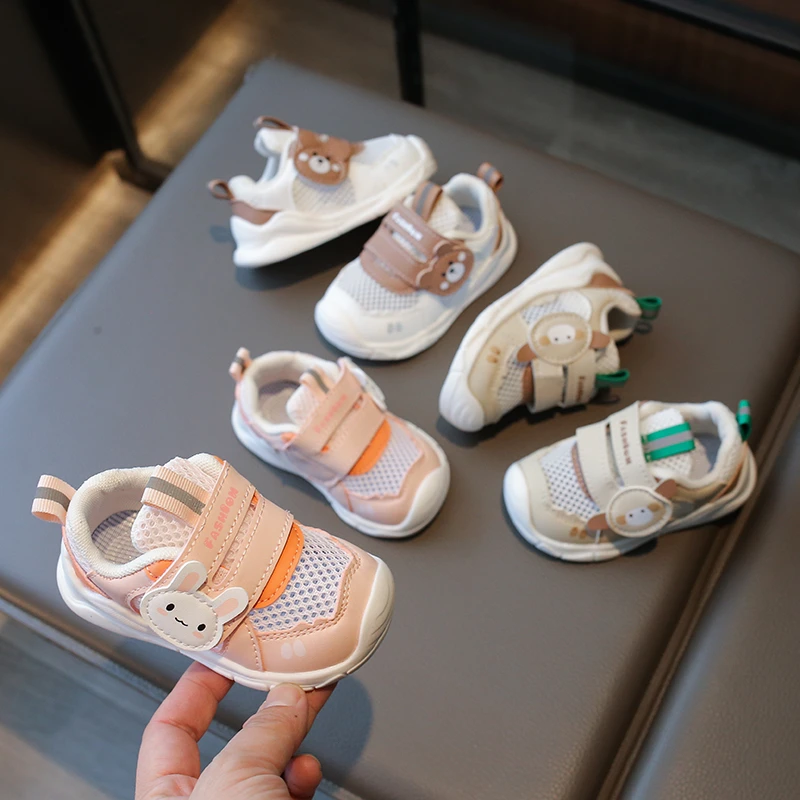 Children's Baby Sandals Mesh Breathable Khaki Color Boys Girls Toddler Shoes Beige Soft Non-slip Kids Baby Casual Shoes Sandals