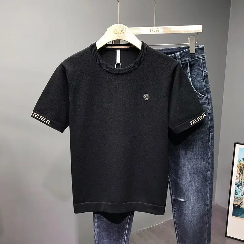 

Men's ort Sve Knitted irt Embroidered Trendy Brand f Sve Sweater Spring Summer New Arrival Base Layer irt