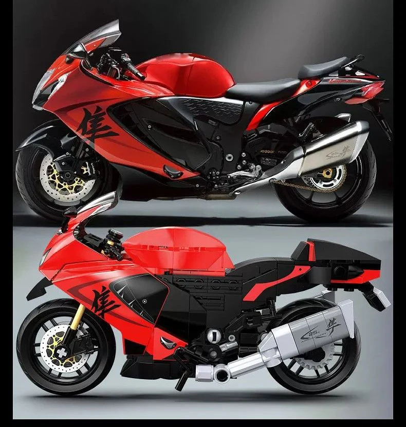 1:12 Maßstab Japanisches Motorrad-Modell GSX1300R Hayabusa Katanas Bausteine Spielzeug-Sammlung für Jungen Geschenke – Detail 2