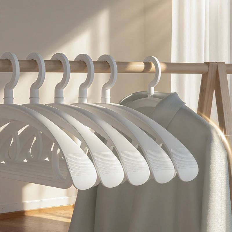 5pcs Wide Shoulders Clothes Hanger Home Anti-Slip Hanging Clothes Hanger Large Size Plastic Rotatable Clothes Hangers Organizer