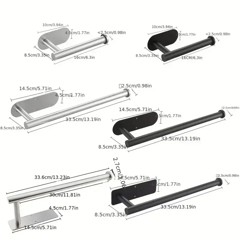 

2026-1Pcs Stainless Steel Toilet Paper Holder Wall Mounted Adhesive for Bathroom Kitchen Washroom Organization And Storage