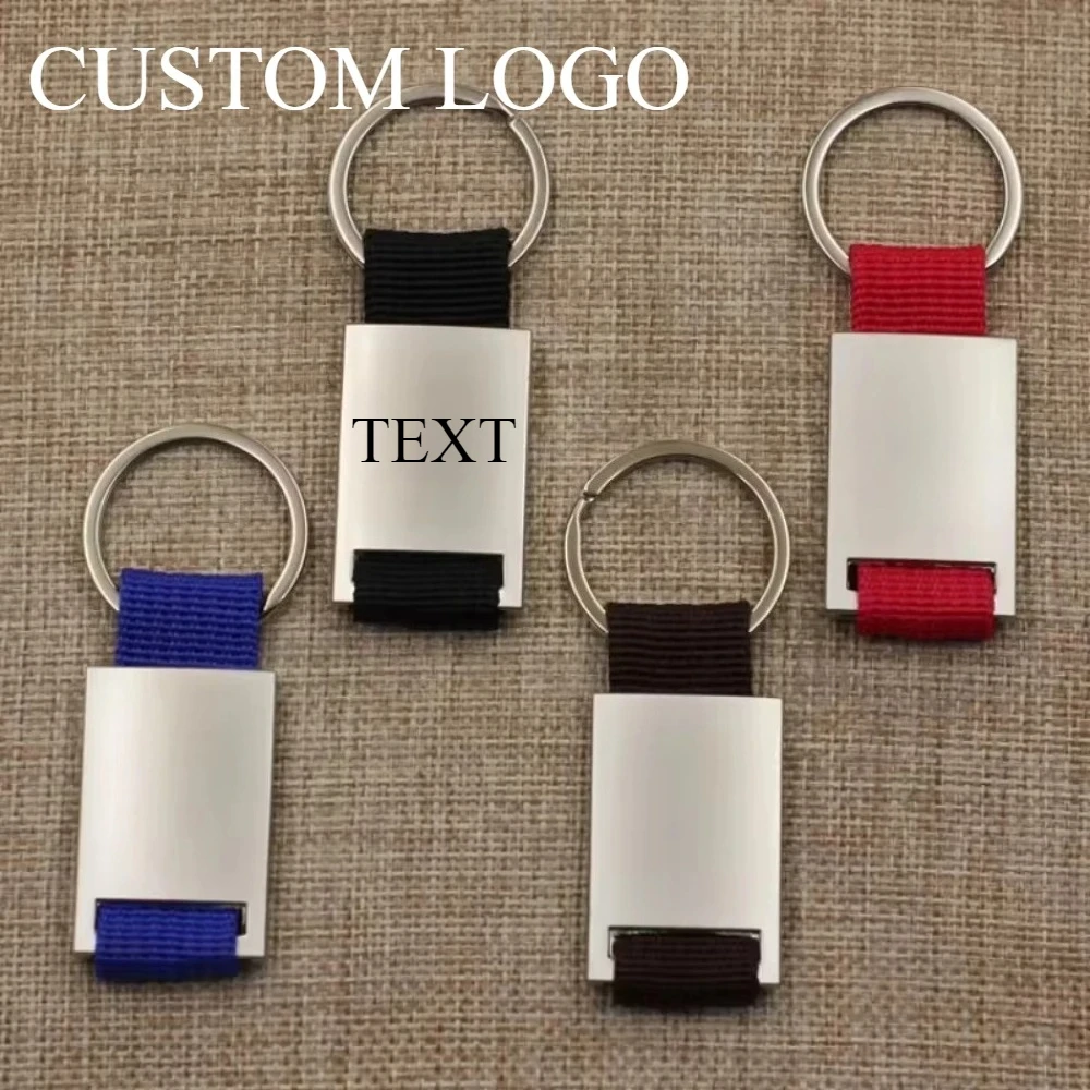

Metal Leather Custom Logo Keyring Spot Keychain Hardware Accessorie Buckle Car Key Pendant Fashionable Wholesale Gift