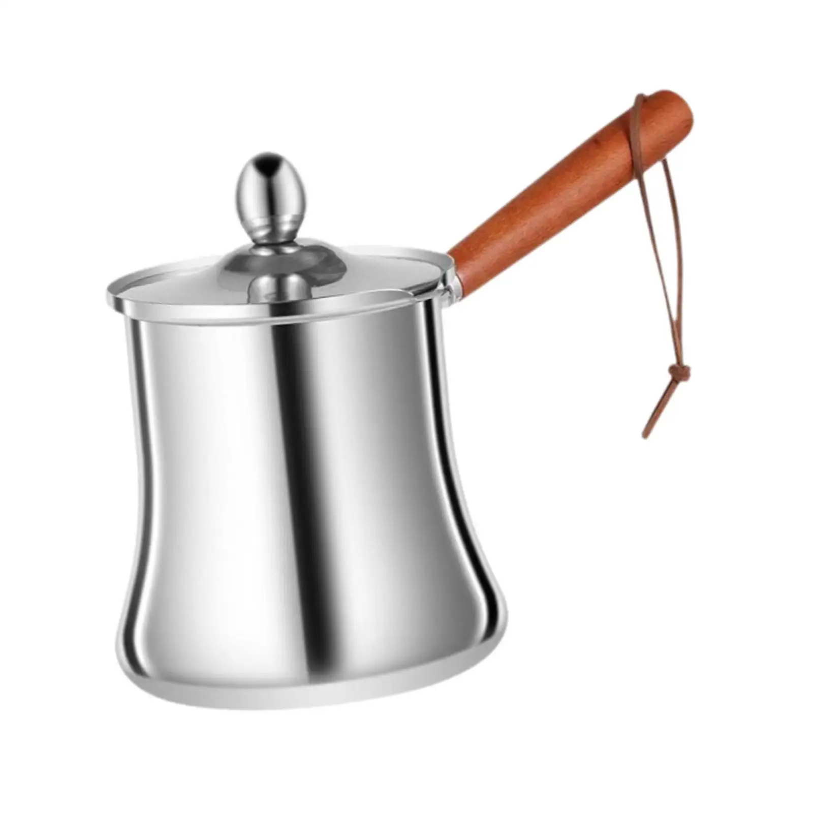 Coffee Pot Turkish Stainless Steel Milk Warmer Long Heat Resistant Wooden Handle Small Boiling Pan for Restaurants Cafes view 2