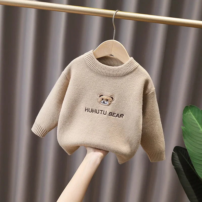 Girls Sweater Wool Coat Kids Tops Knitting 2024 Letters Thicken Warm Winter Autumn Toddler Cottons Children's Clothing