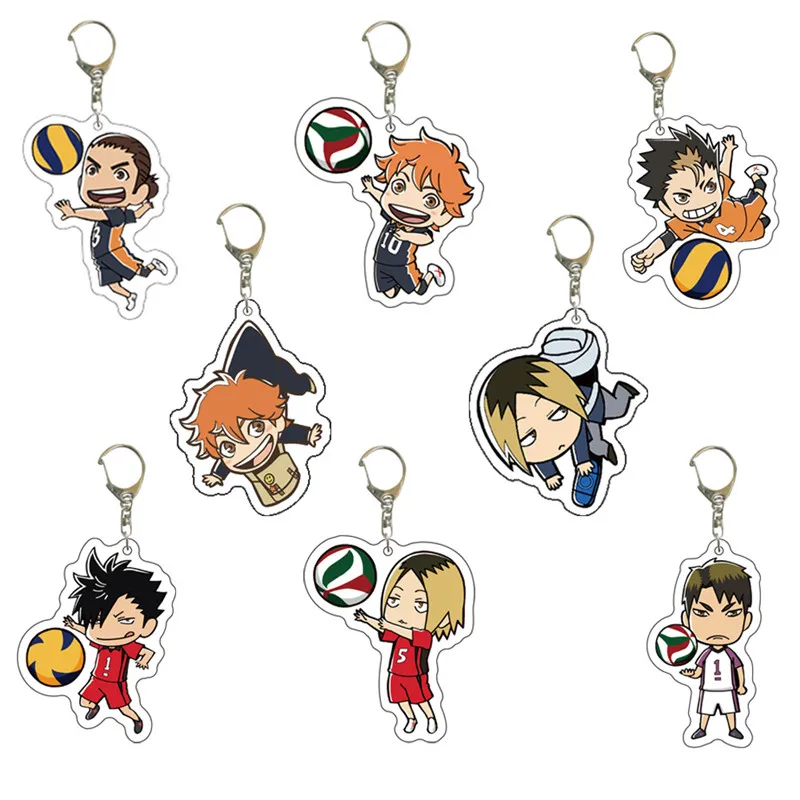 Youth Playing Volleyball Anime Surrounding Characters Hinata Sho's Solitary Claw Grinding Black Tail Acrylic Keychain Pendant