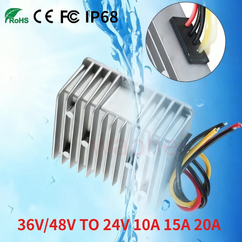 

36V 48V to 24V 10A 15A 20A DC DC Step Down Power Converter 48 Volt to 24 Volt Buck Module Regulator Voltage for Truck Car CE