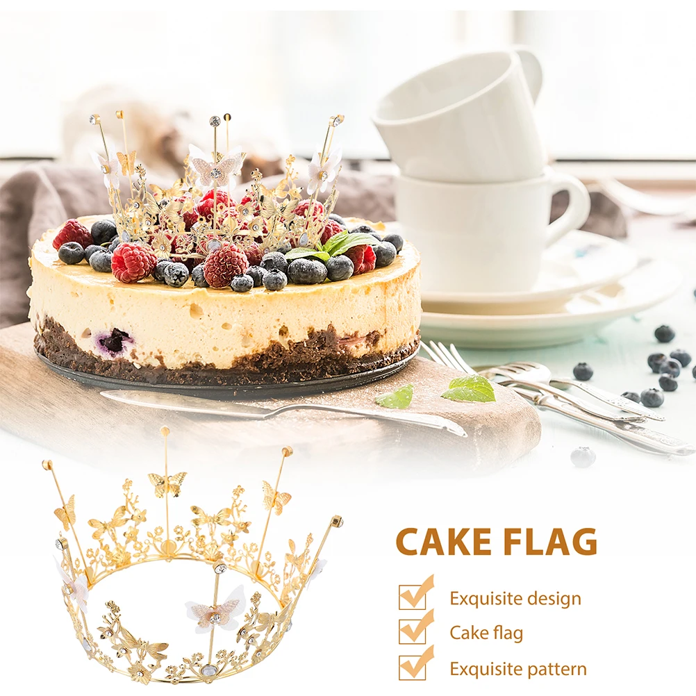 

2 pcs Cake Crown Decorations Alloy Tiara Topper for Birthday Party Prom Mini Bride Safe Durable Cake Decoration