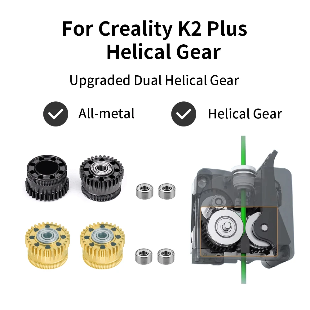 

Комплект шестерен экструдера для Creality K2 Plus, обновленный двойной спиральный цельнометаллический драйвер экструдера, детали 3D-принтера с никелевым DLC-покрытием