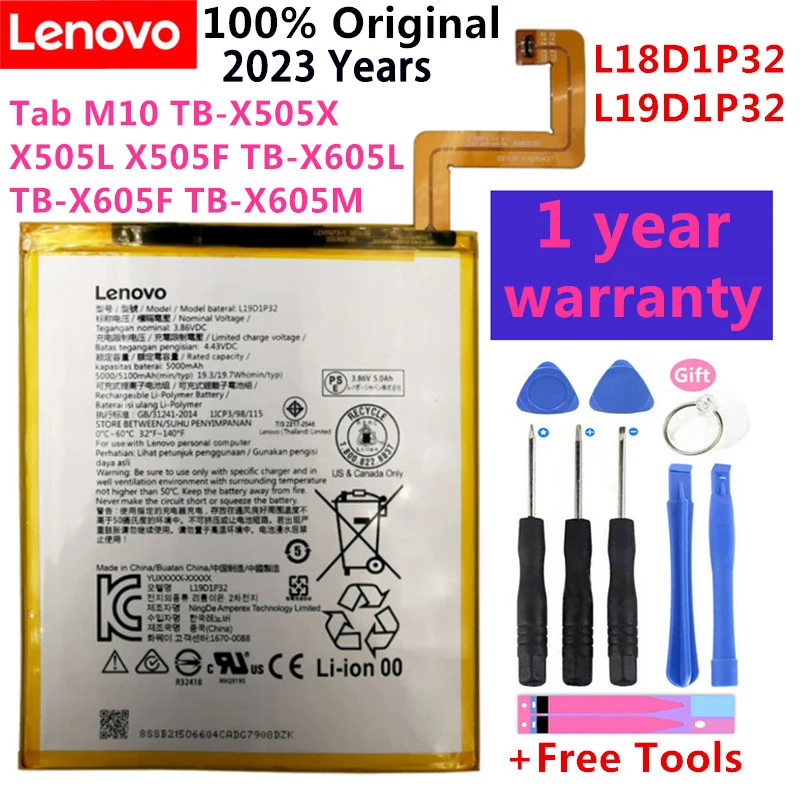 100% Original L19D1P32 L18D1P32 Battery For Lenovo Tab M10 TB-X505X X505L X505F TB-X605L TB-X605F TB-X605M Batteries Bateria