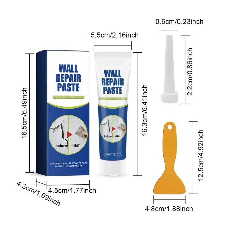 Krim reparasi dinding, 100g agen penambal dinding dengan Scraper cat Valid Mouldproof dinding cepat kering tambalan putih