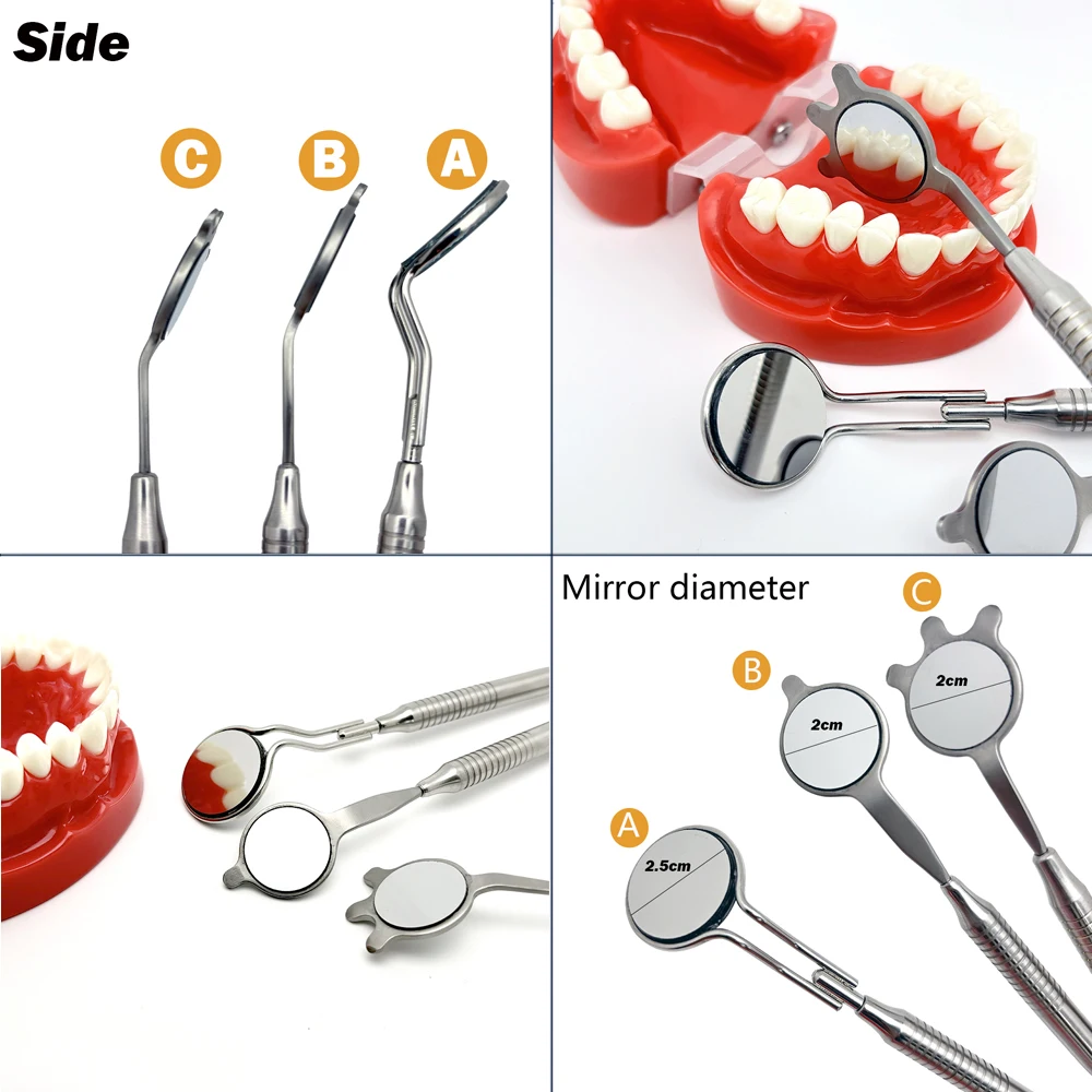 Dental Mouth Mirror Anti-fog Rhodium Mirrors Teeth Clean Examination  Reflectors with Handle Double Sided Reusee