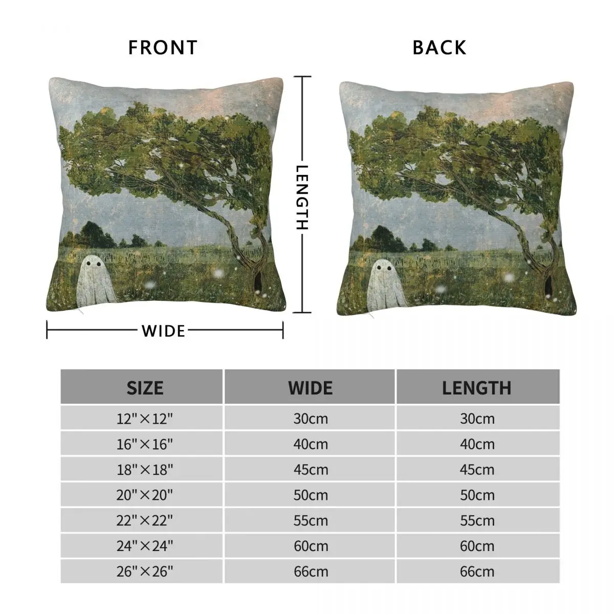 Fairy Tree Ghost Haunt Square Pillowcase Polyester Linen Velvet Printed Decorative Throw Pillow Case Sofa Cushion Cover 45x45