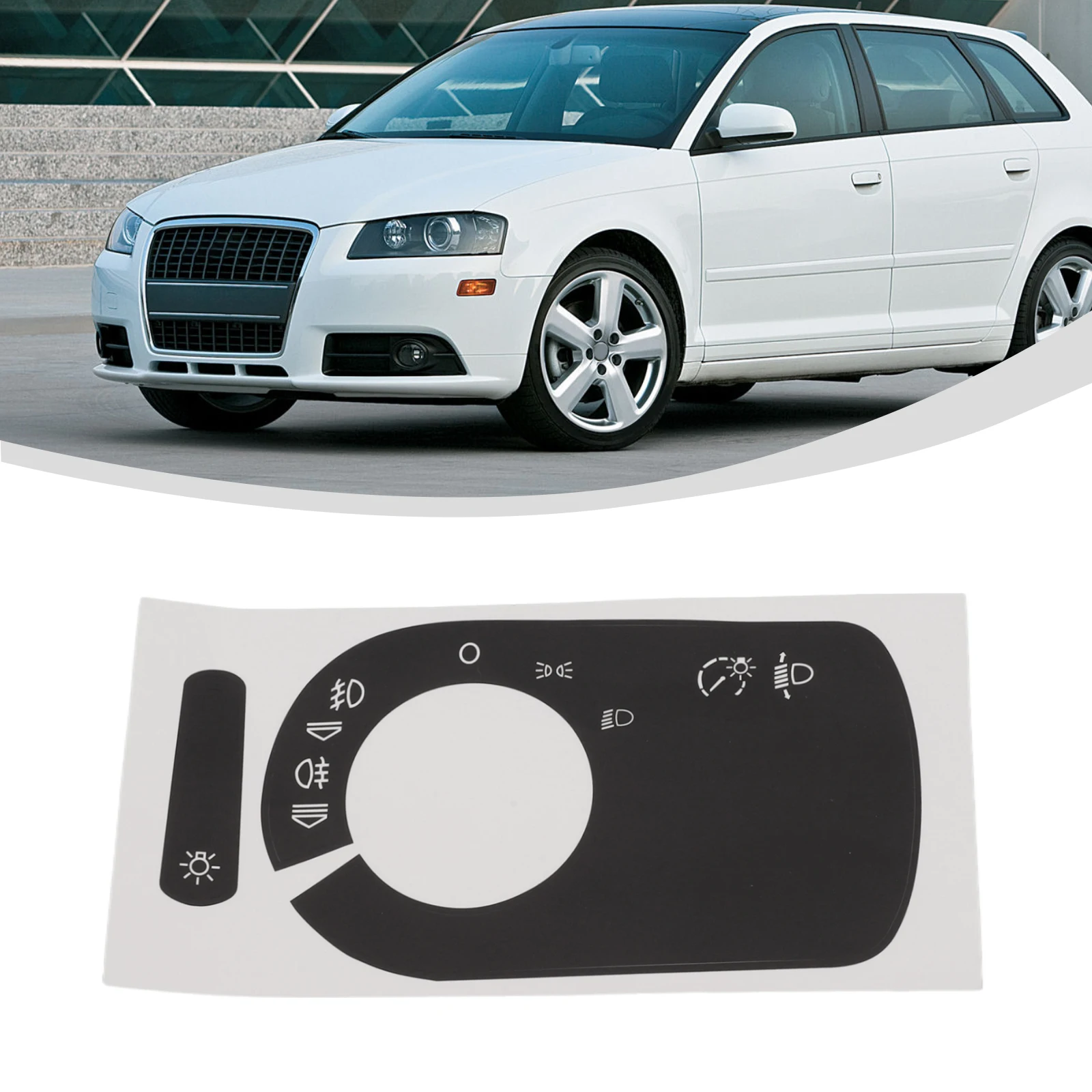 

Control Button Sticker Light Switch Repair Sticker Car Interior Repair White Lettering Black Overlay High Quality Material