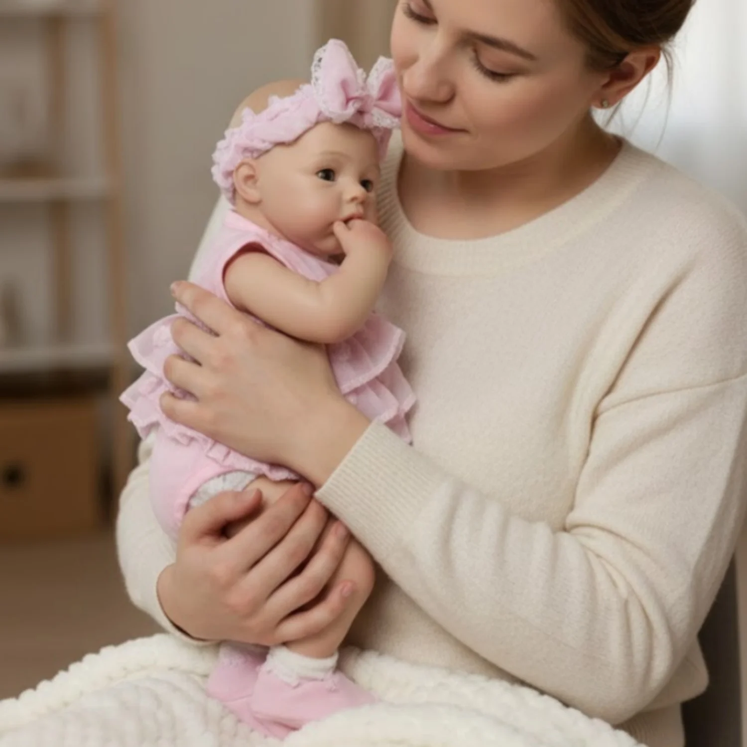 AnjoDoll 13 بوصة سيليكون مرج تولد من جديد بيبي فتاة، فم مفتوح، مقاوم للماء، ألعاب بناتي حديثي الولادة مرسومة بالحياة