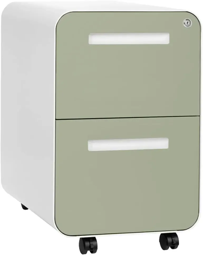 Stockpile 2 Drawer Mobile File Cabinet with Lock - Under Desk Metal Filing Cabinet, Legal/Letter File Folders, Wheels and Statio