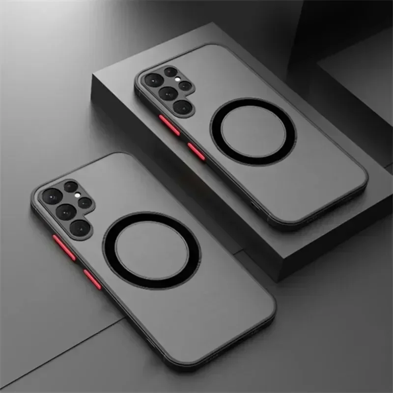 Klare, matte, magnetische Magsafe-Hülle für Samsung Galaxy S27 S26 S25 S24 S23 S22 S21 Plus Ultra FE Edge, stoßfeste Handyhülle