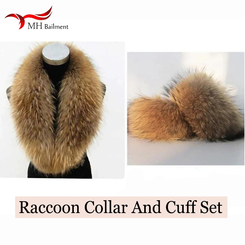 Real Raccoon Fur Scarves Woman 100% Pure Natural Raccoon Fur Collar Warm Winter Scarves Red Fox Fur Collar Scarf Luxury Shawl