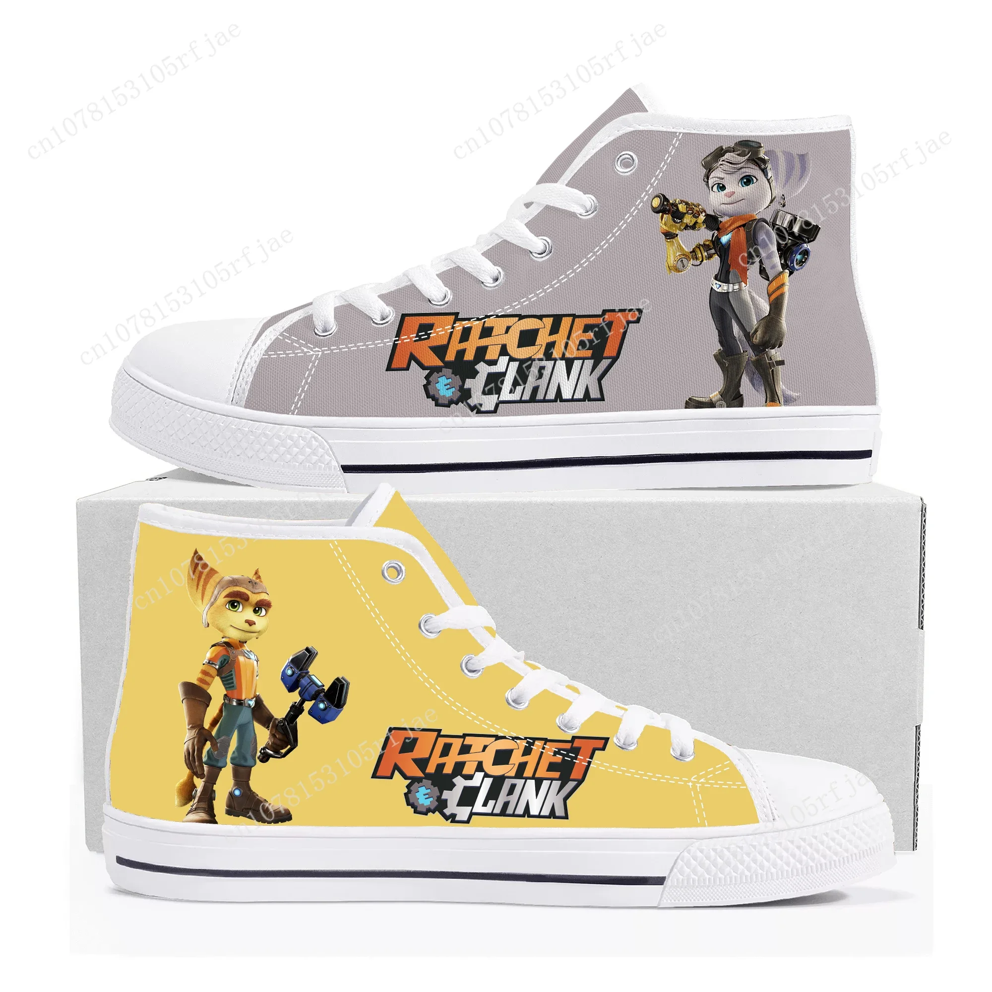 

Ratchet & Clank Rift Apart High Top Sneakers Cartoon Game Men Women High Quality Canvas Shoes Casual Fashion Tailor Made Sneaker