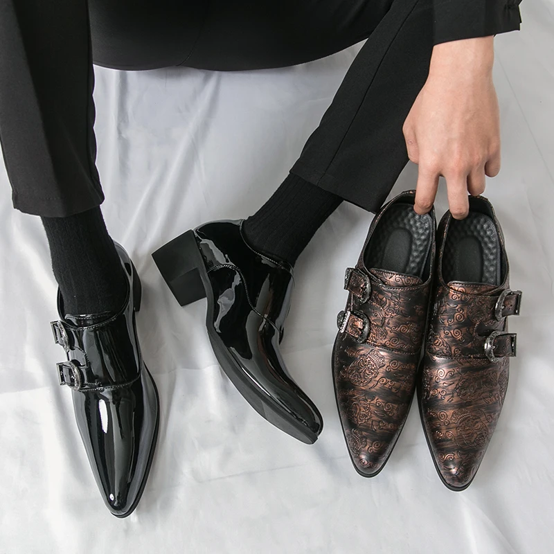 

Men's party shoes Gentleman Classic Casual Style Dance outdoor fashion street 38-46 Thick soled height increasing shoes New