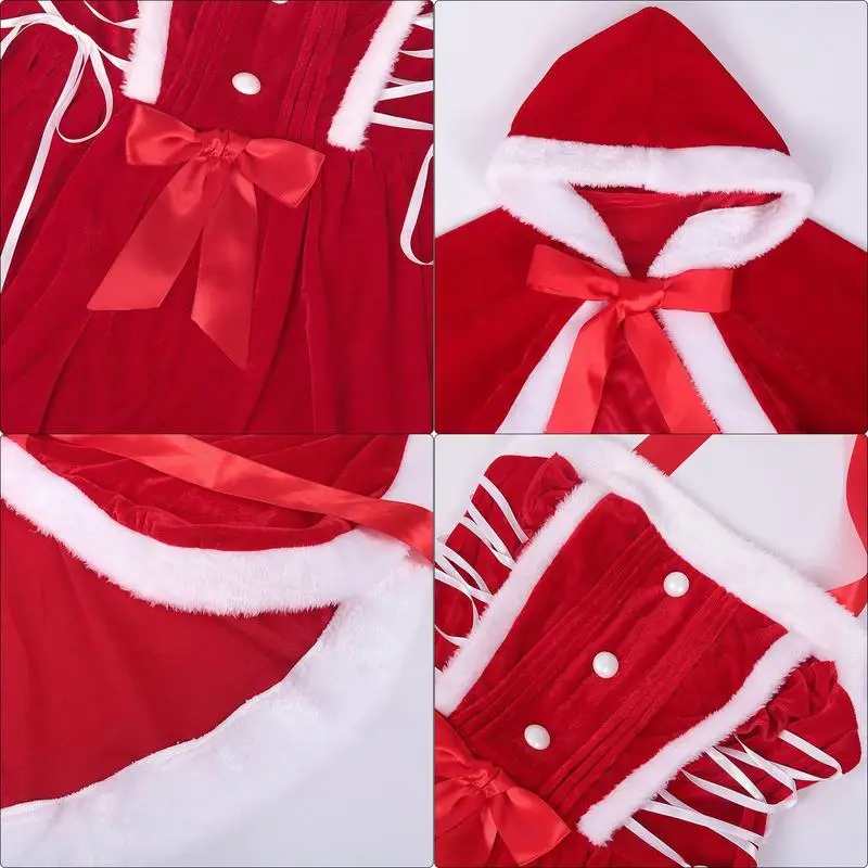 Weihnachts kleid ärmellose Santa Kleid Samt mit Umhang rot Umhang Set Weihnachts kostüme Prinzessin Kleid für Kinder Mädchen Frauen