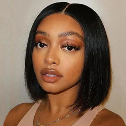 13X4 Glueless Wig Straight Transparent Bob Human Hair Lace Frontal Wig For Women 180Density Wigs Peruvain Ready To Wear Raw Hair