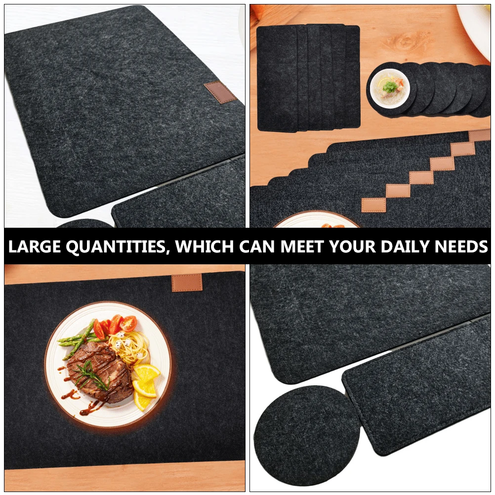

4Sets Square Round Felt Place Mats Restaurant Cutlery Bags Heat Resistant Table Protection Restaurant Place Mats