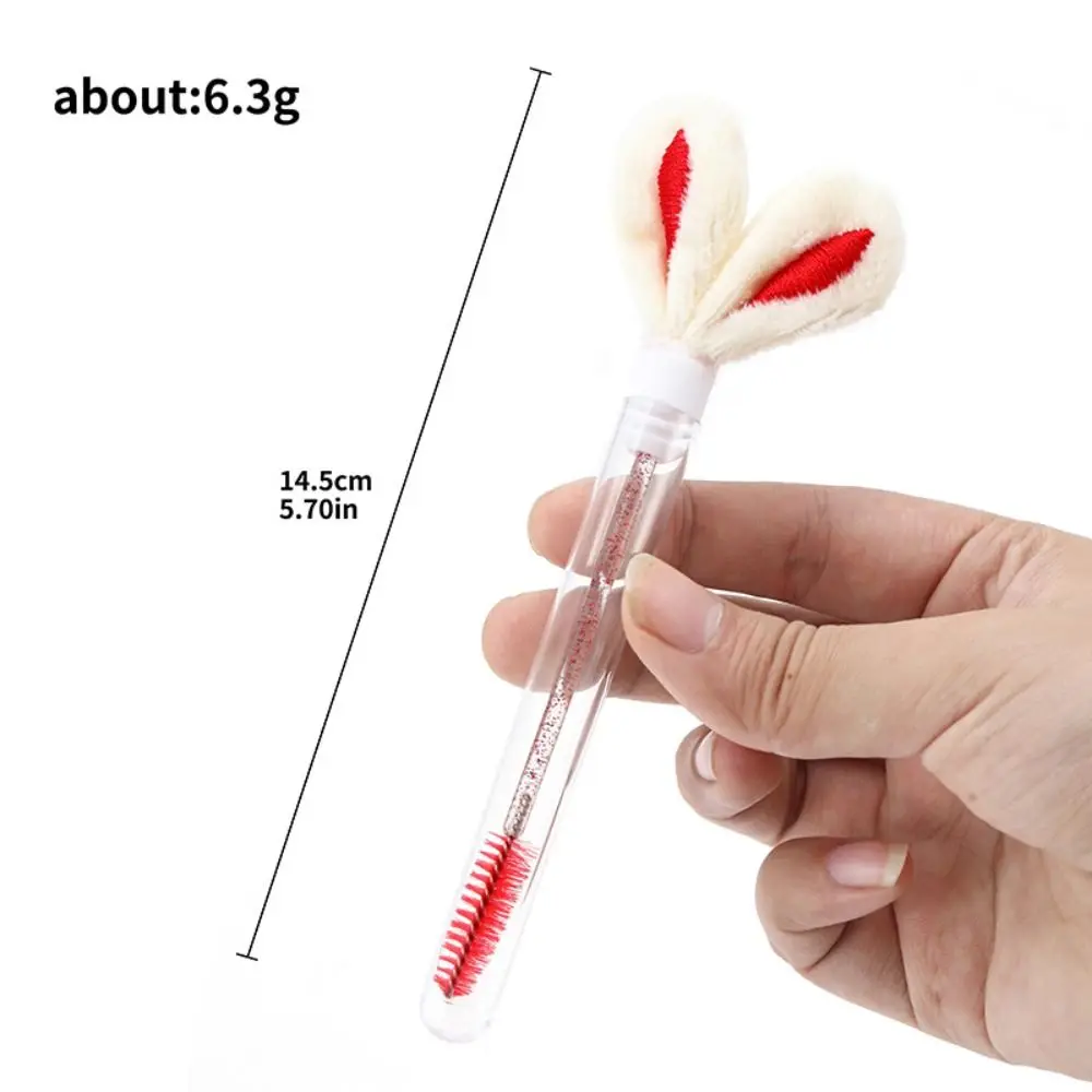 Round Comb Teeth Rabbit Ears Mascara Brush Multicolor Clear Tube Eyelash Brush Reusable Tube Creative Glitter Mascara Wand