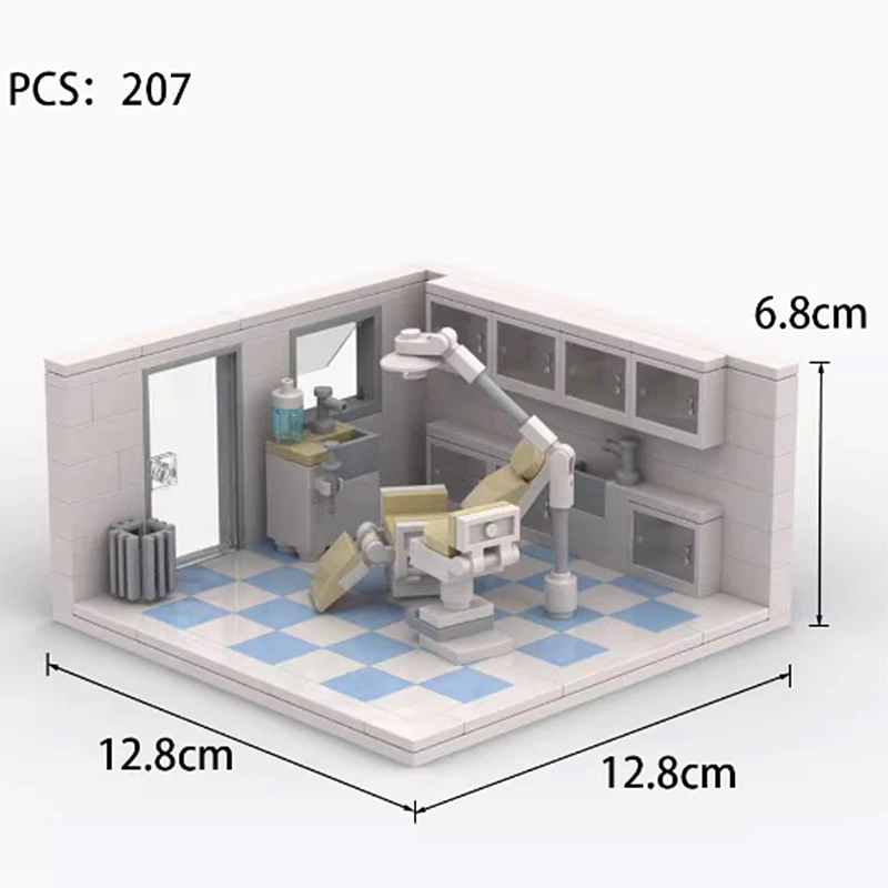 MOC Stad Laboratorium Scène Bouwstenen Street View Kantoortafel Spel Computer Studie Business Hall Chemie Bakstenen Speelgoed Geschenken
