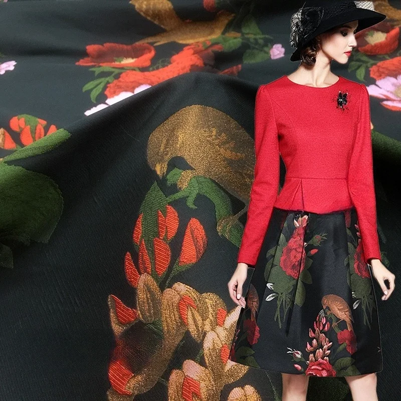 

Fashionable oil and jacquard brocade fabric dress short skirt clothing fashion