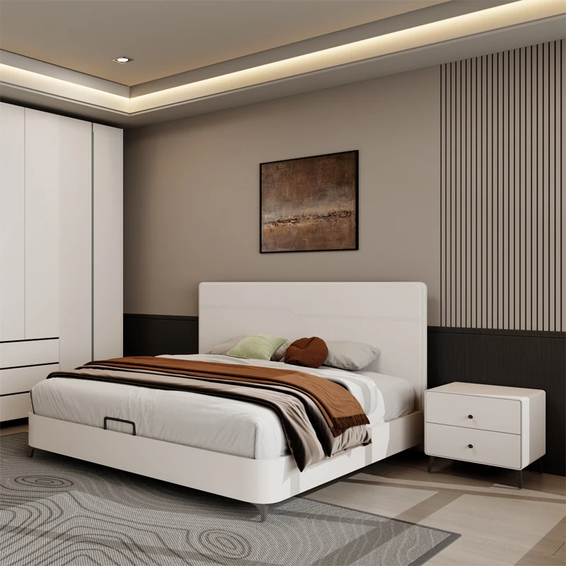 

&Premium King Size Wooden Bedroom Set with Storage, Offering a Cozy Minimalist Ambiance for the Complete Luxury Modern Bedroom