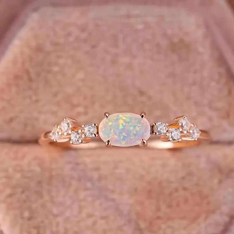 Huitan 925 فضة لامعة أوبال خواتم الاصبع العصرية الجمالية الملونة اكسسوارات شيك حفل زفاف مجوهرات للنساء #6