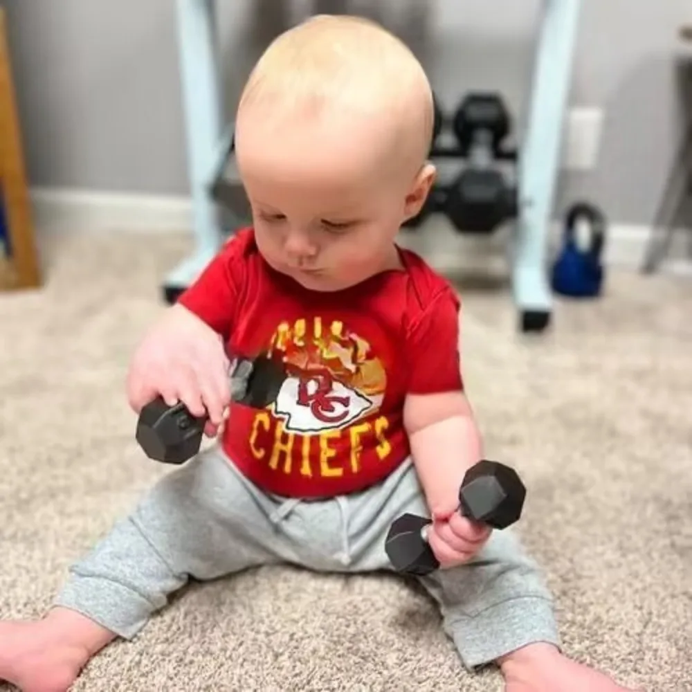 لعبة دمبل الأطفال مجموعة دمبل صغيرة للأطفال للياقة البدنية والتطوير البدني آمنة من السيليكون لعبة أوزان اليد للطفل #3