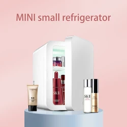 MINI refrigerador portátil con espejo de 4L con luz, Cosméticos de belleza, Enfriador de bebidas de frutas, adecuado para coche, dormitorio de estudiantes