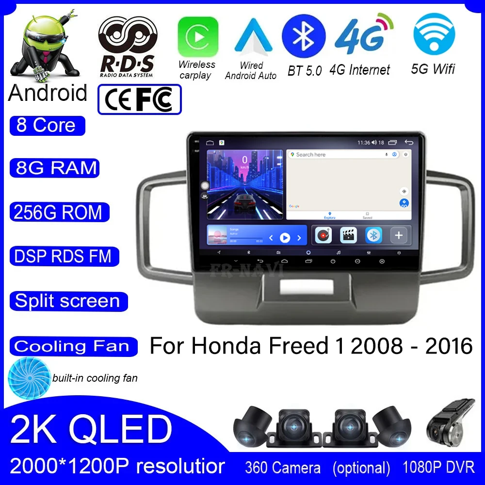 

Android 14 4G Car Radio Multimedia Video Player GPS Navigation Carplay For Honda Freed 1 2008 - 2016 Android Auto Head Unit