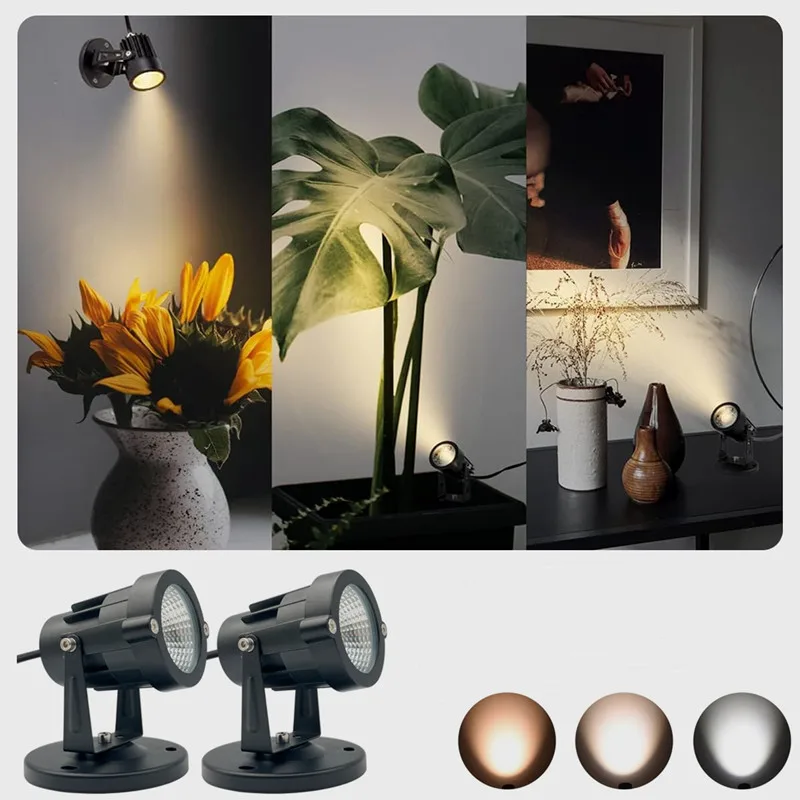 LED Spot Light Indoor 5W Floor Spotlight 3000K-6000K Adjustable Up Light Indoor Accent Lighting for Indoor Plant Picture Artwork