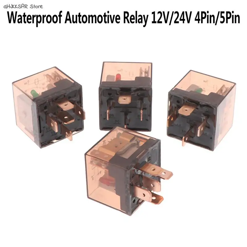 Waterproof Automotive Relay 12V/24V 80A 4Pin/5Pin SPDT Car Control Device Car Relays DC High Capacity Switching 1pc