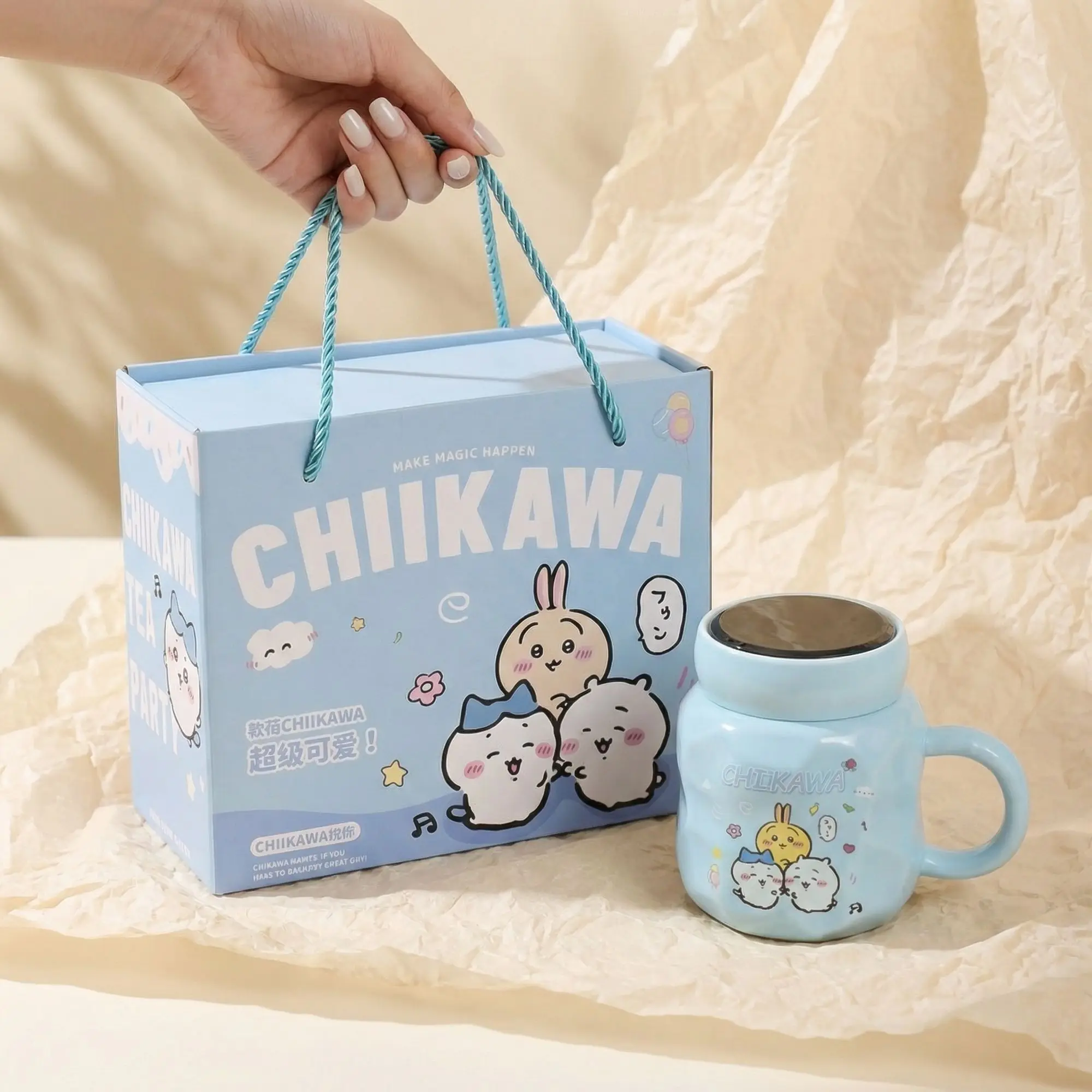 Kawaii Chiikawa Mug Ins Cartoon Cup Lid Ceramic Water Cup Birthday Gift Souvenirs Send To Friends Drink Water Hachiware Usagi