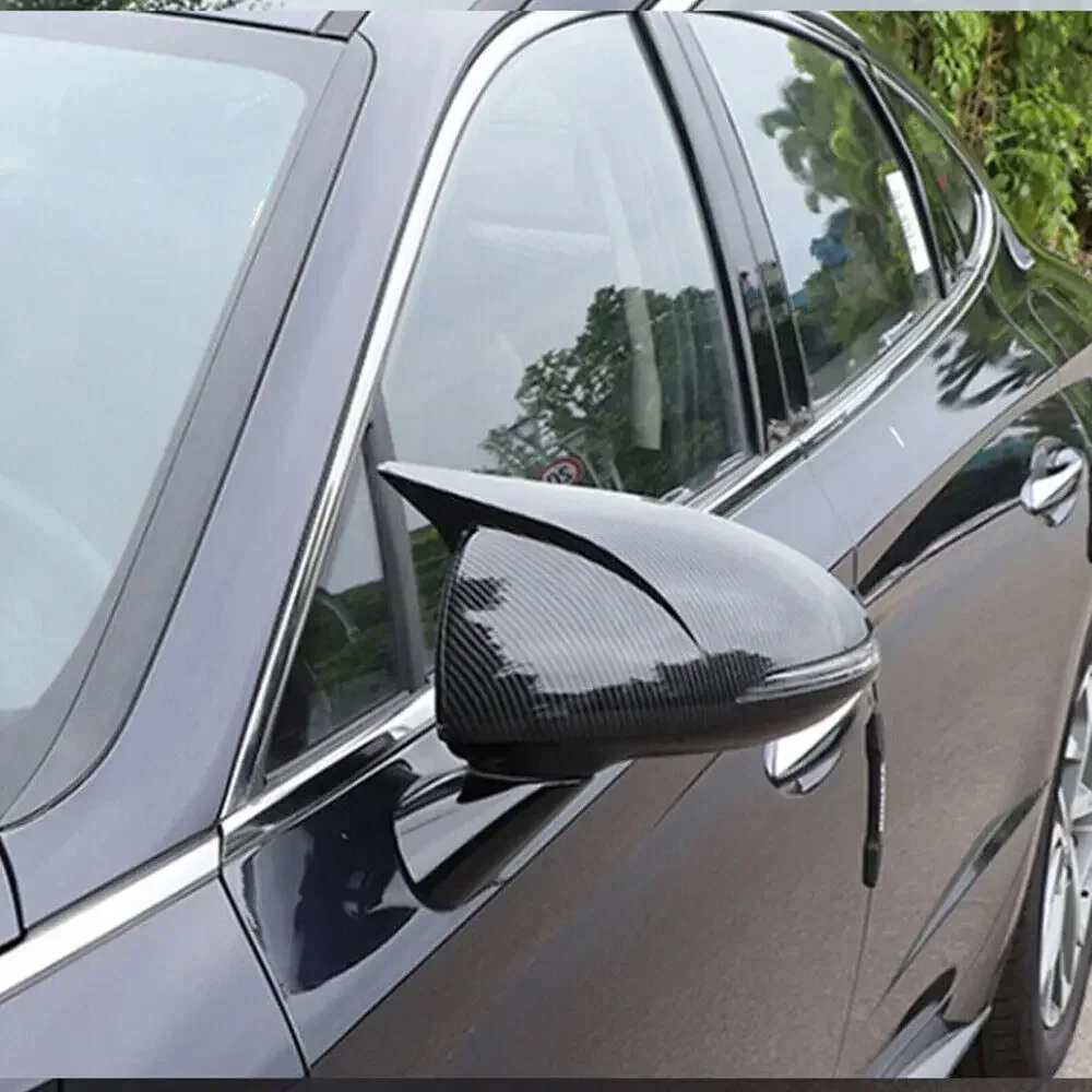 For Hyundai Sonata DN8 2020 2021 2022 Car Exterior Rearview Door Side Mirror Cover Wing Cap Trim Carbon Fiber / Glossy Black
