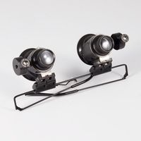 Head Mounted With LED Lights Magnifier Double Eye Glasses Type Jeweler Inspect Tool 20X Magnifier Watch Repair