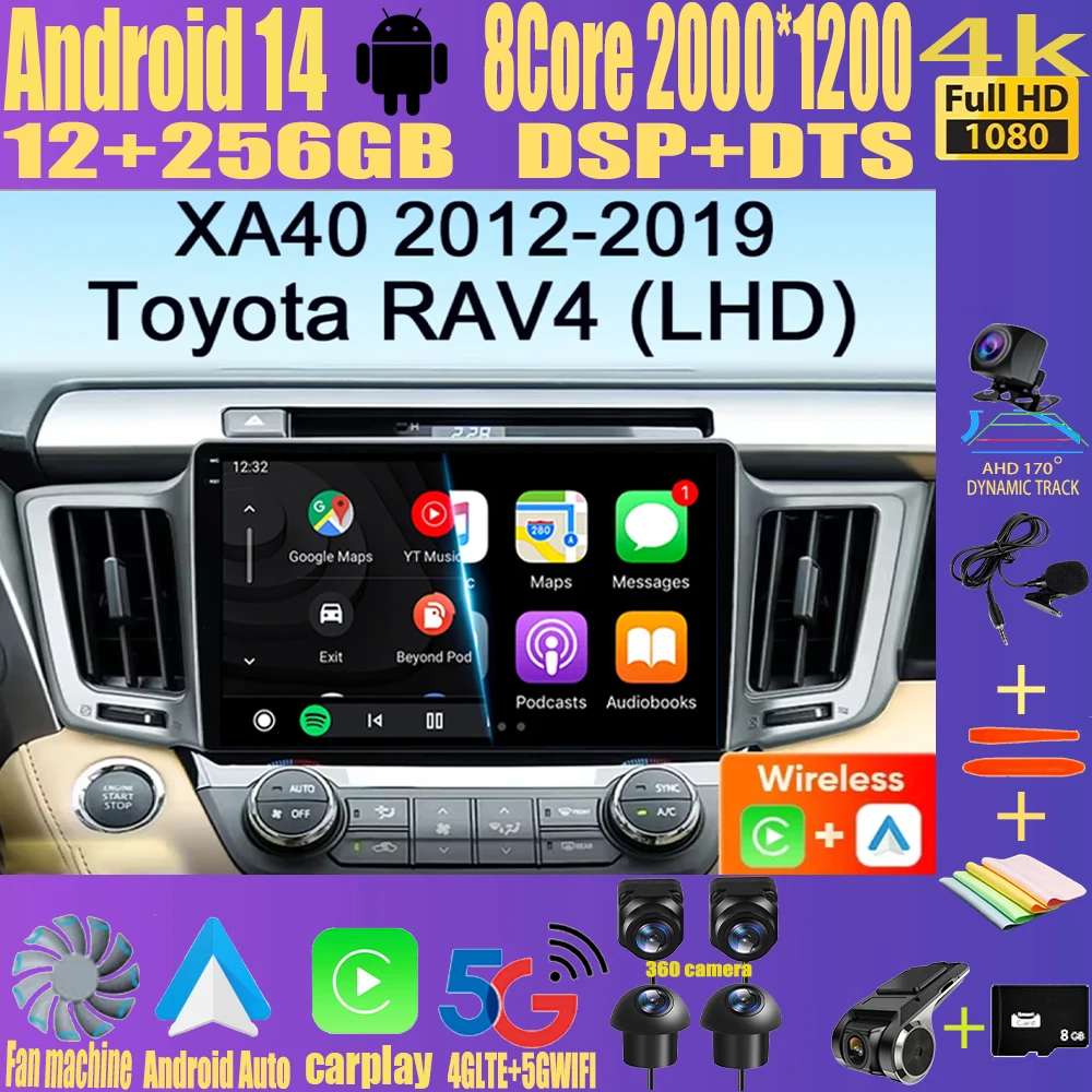 

Автомобильный радиоприемник Android 14 для Toyota RAV4 RAV 4 2013-2017 Мультимедийный видеоплеер 4G Carplay GPS Стерео головное устройство Авто