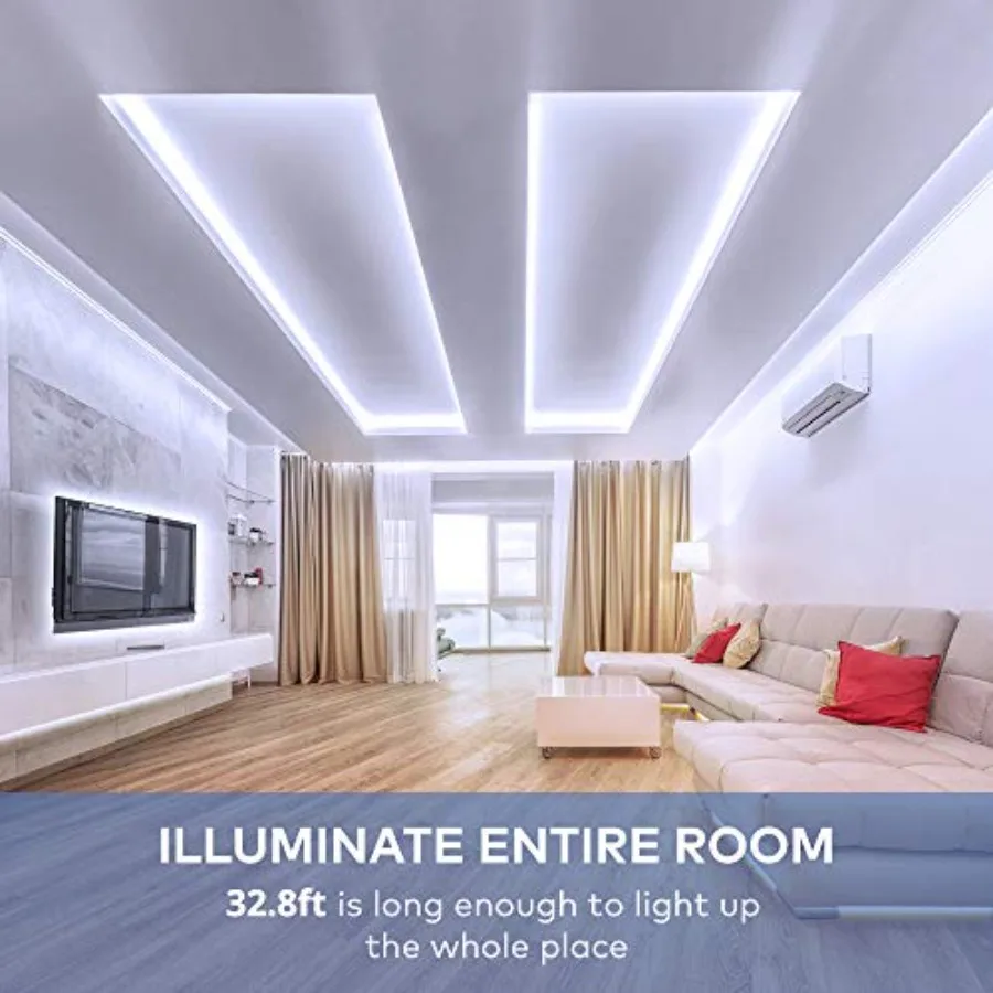 LED Strip Lights, 6500K Dimmable LED Light Strip with Control Box, Bright 600 LEDs, Lights for Mirror, Under Cabinet, Living Ro