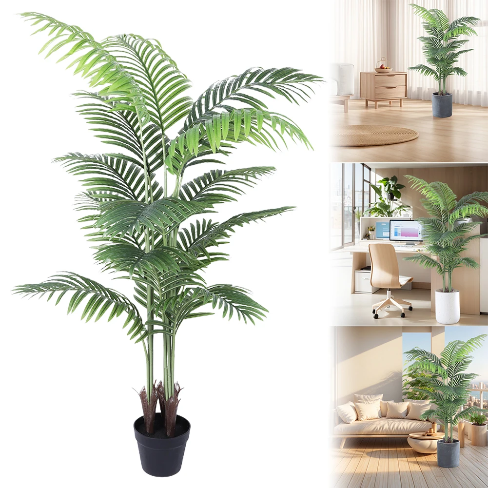 

5FT Faux Palm Tree Tropical Palm Plant Artificial Areca Palm Plant Dypsis Lutescens Plants in Pot for Home Office Garden