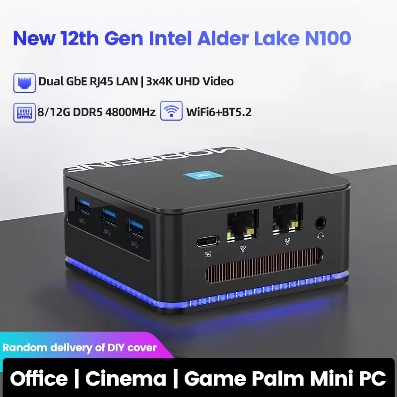 Morefine M8S Intel 12 Gen N100 Mini PC Windows 11 LPDDR5 4800MHz saku kompak komputer Gaming Dual LAN 3x4K @ 60Hz WiFi6 BT5.2